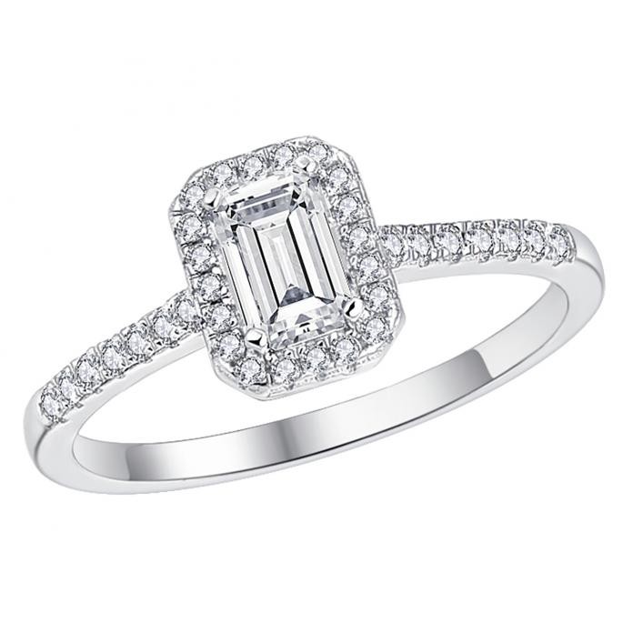 “Deco Elegance” Emerald Halo Diamond Ring