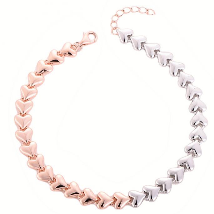 Dual-Tone Heart-Link Bracelet