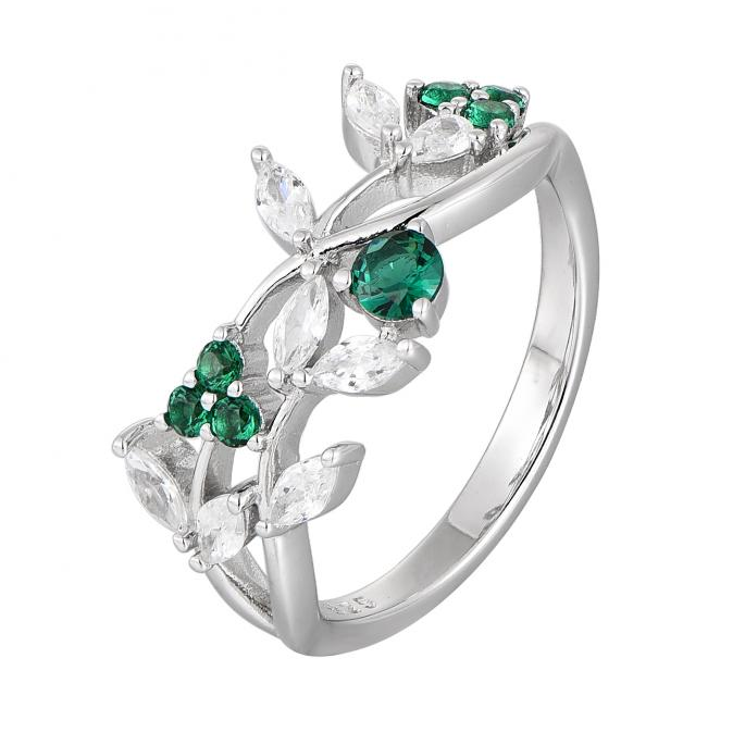 “Enchanted Bloom” Emerald & Diamond Leaf Ring