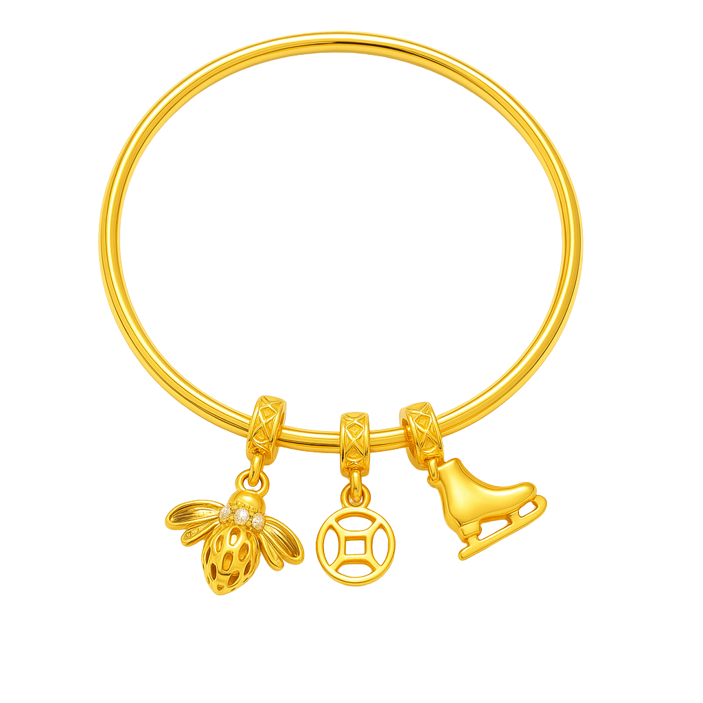 Golden Dreams 5D Charm 916 Gold Bangle