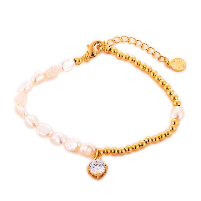 Golden Heart Pearl Bracelet