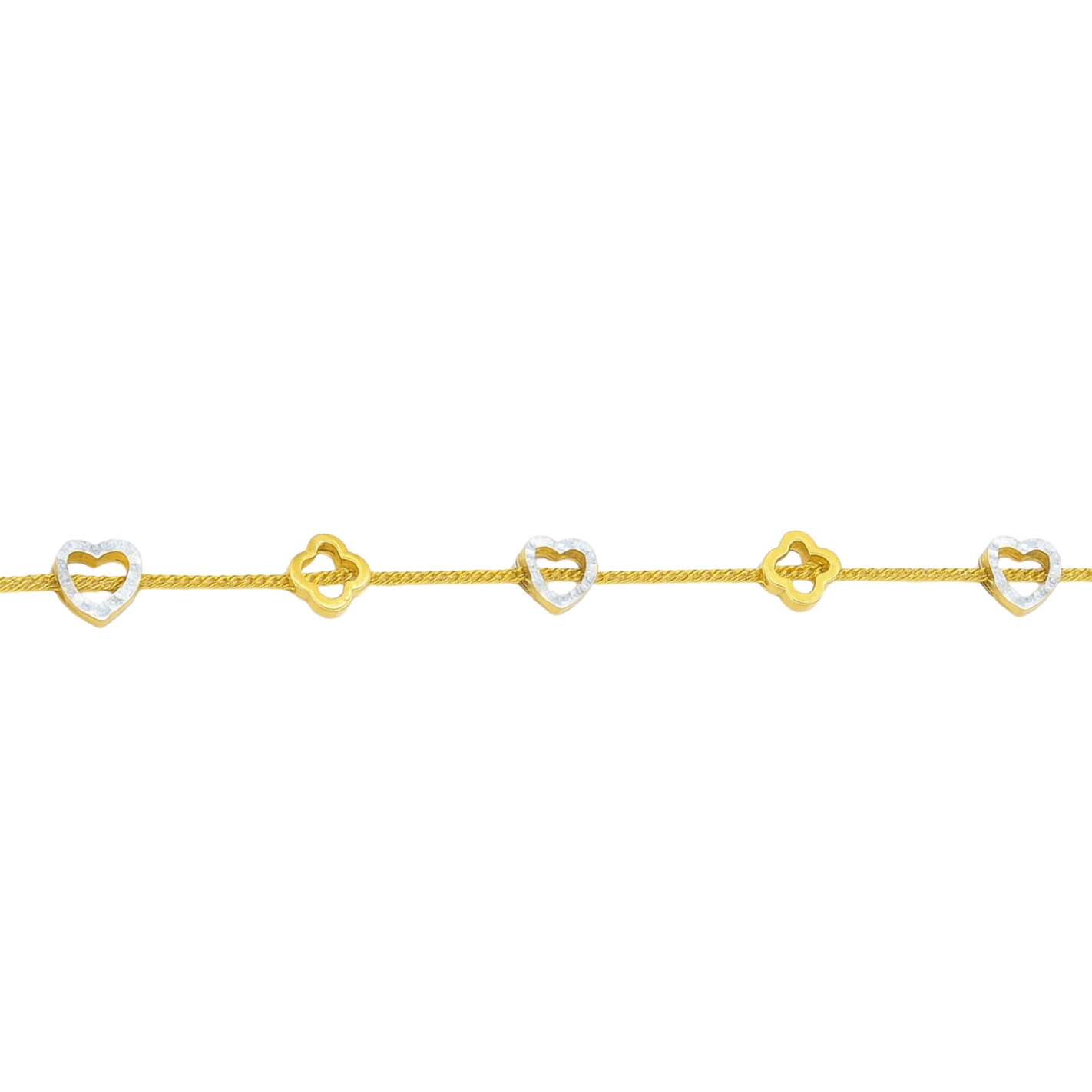 Hearts & Clover 916 Gold Bracelet – A Charm of Love and Luck