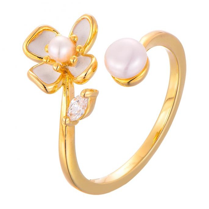Pearl Blossom Open Ring