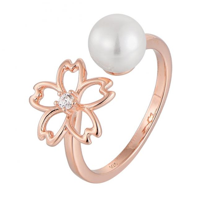 Sakura Blossom & Pearl Open Ring
