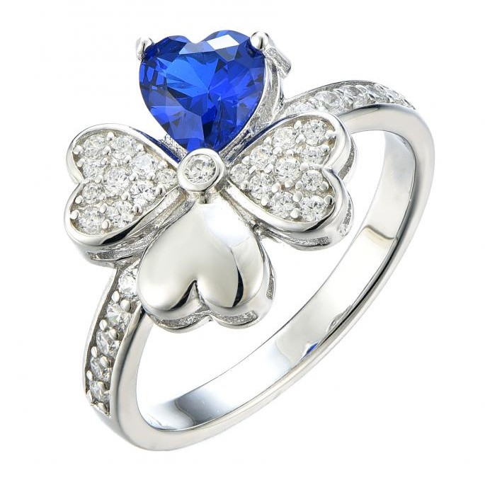 Sapphire & Diamond Clover Ring