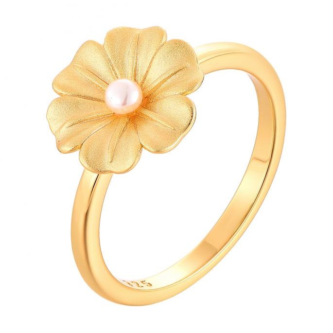 Golden Blossom Pearl Ring