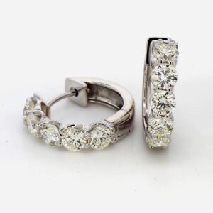 0.50' Hoop earrings with prong set round diamonds.  D2.14ct.t.w.